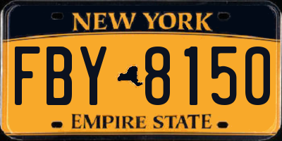NY license plate FBY8150