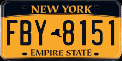 NY license plate FBY8151