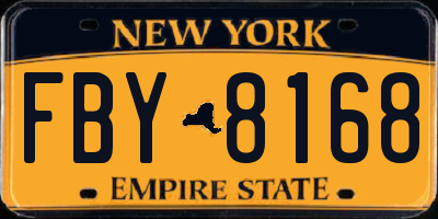 NY license plate FBY8168