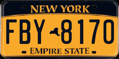 NY license plate FBY8170