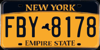 NY license plate FBY8178