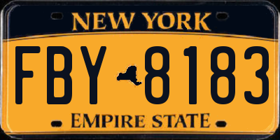 NY license plate FBY8183