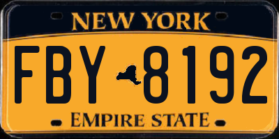 NY license plate FBY8192