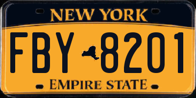 NY license plate FBY8201