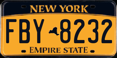 NY license plate FBY8232