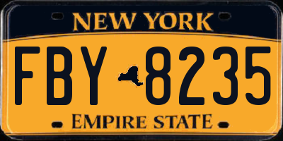 NY license plate FBY8235