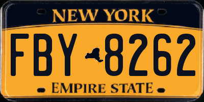 NY license plate FBY8262