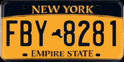 NY license plate FBY8281