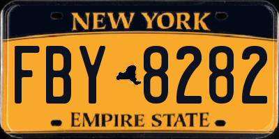 NY license plate FBY8282
