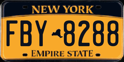 NY license plate FBY8288