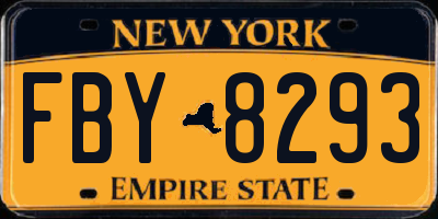 NY license plate FBY8293