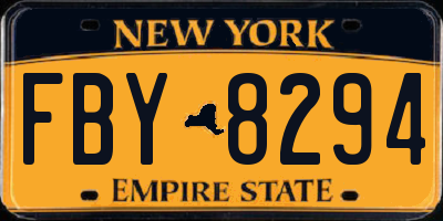 NY license plate FBY8294