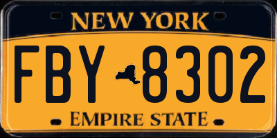 NY license plate FBY8302