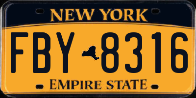 NY license plate FBY8316