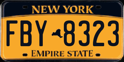 NY license plate FBY8323