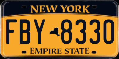 NY license plate FBY8330