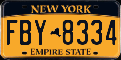 NY license plate FBY8334