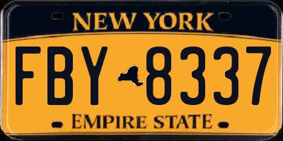 NY license plate FBY8337