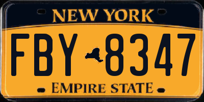 NY license plate FBY8347