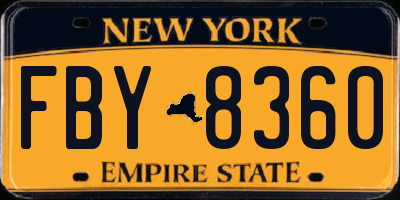 NY license plate FBY8360