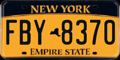 NY license plate FBY8370