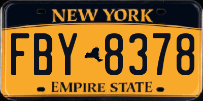 NY license plate FBY8378