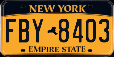 NY license plate FBY8403