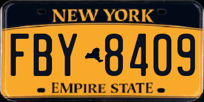 NY license plate FBY8409