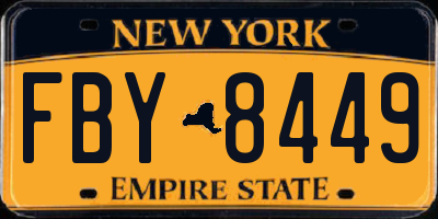 NY license plate FBY8449