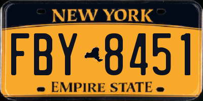 NY license plate FBY8451