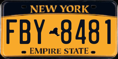NY license plate FBY8481