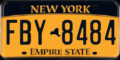 NY license plate FBY8484