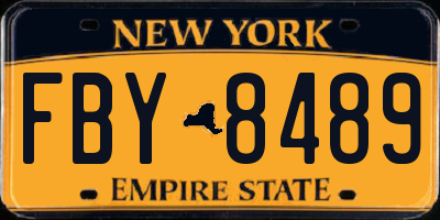 NY license plate FBY8489