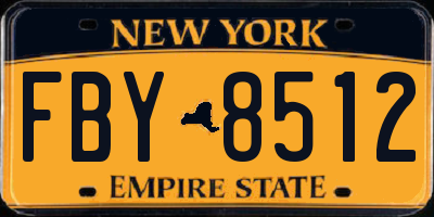 NY license plate FBY8512