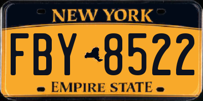NY license plate FBY8522