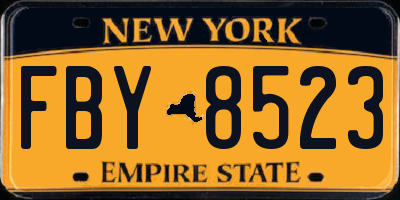 NY license plate FBY8523