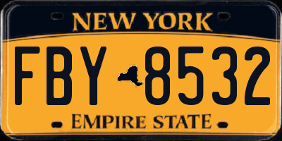 NY license plate FBY8532