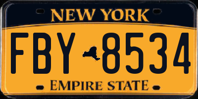 NY license plate FBY8534