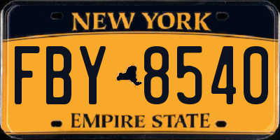 NY license plate FBY8540