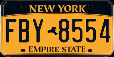 NY license plate FBY8554