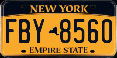 NY license plate FBY8560