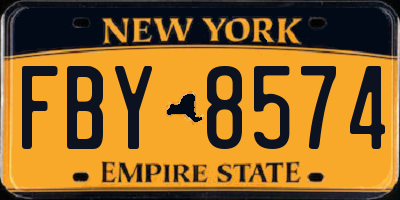 NY license plate FBY8574
