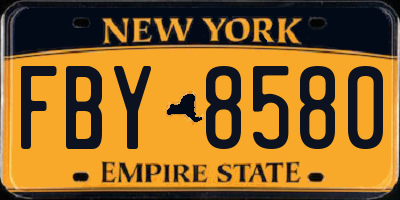 NY license plate FBY8580