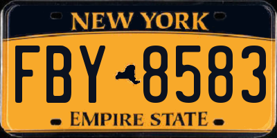 NY license plate FBY8583