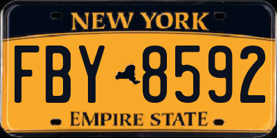 NY license plate FBY8592