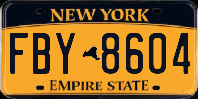 NY license plate FBY8604