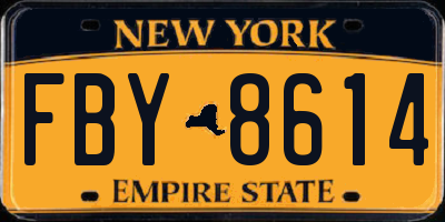 NY license plate FBY8614