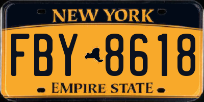 NY license plate FBY8618