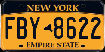 NY license plate FBY8622