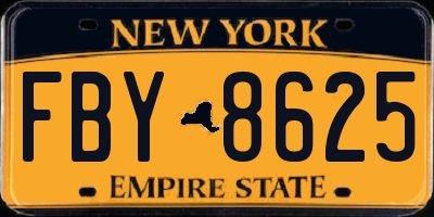 NY license plate FBY8625